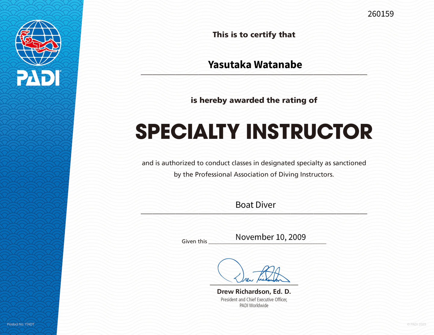 ボートダイバーインストラクター　ヤス